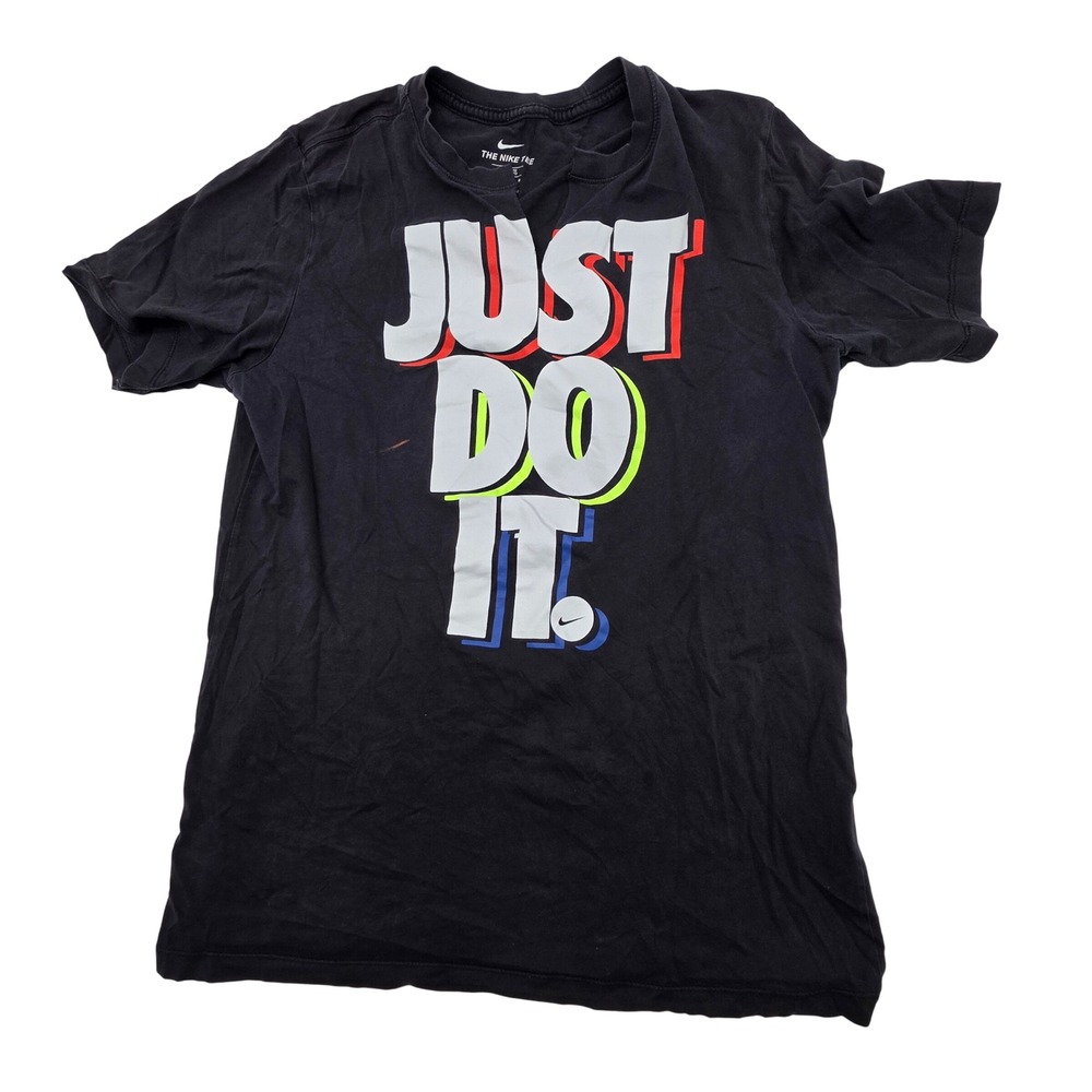 Streetwear Nike Graphic T-Shirt Men Large Black Just Do It Logo Short Sleeve Tee